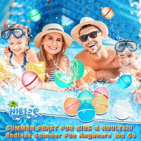 Hiliop 16PCS Reusable Water Balloons for Kids, Resealable Water Balloons Refillable Water Balloons Self Sealing Quick Fill with Mesh Bag in Saudi Arabia