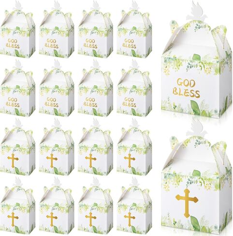 72 Pcs Baptism Favors Goodie Gable Boxes Religious Party First Communion Party Favors Baptism Decorations Baptism Gifts God Bless Candy Boxes for Boys Girls Christening Baby Shower in Saudi Arabia
