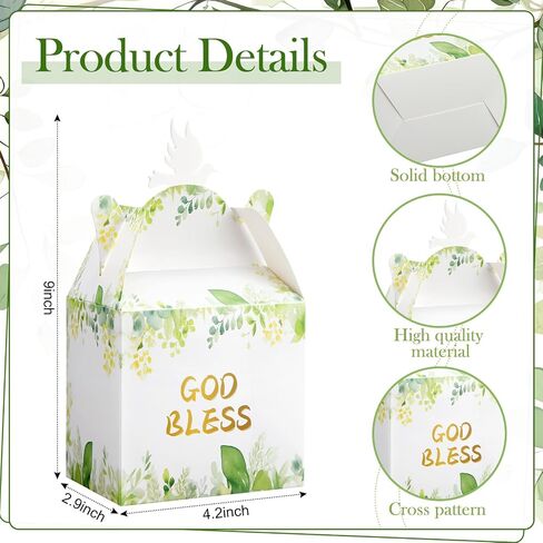 72 Pcs Baptism Favors Goodie Gable Boxes Religious Party First Communion Party Favors Baptism Decorations Baptism Gifts God Bless Candy Boxes for Boys Girls Christening Baby Shower in Saudi Arabia