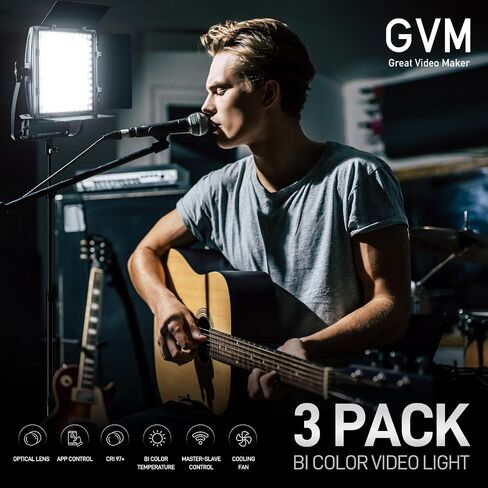 GVM 200W Video Light Kit with Softbox and Stand, Photography Lighting for Continuous Output Lighting with Bowen Mount/APP/DMX, 93000lux@0.5m LED Spotlight Studio Light for Photography,3200K-5600K in Saudi Arabia