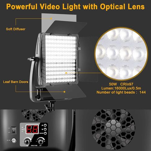 GVM 200W Video Light Kit with Softbox and Stand, Photography Lighting for Continuous Output Lighting with Bowen Mount/APP/DMX, 93000lux@0.5m LED Spotlight Studio Light for Photography,3200K-5600K in Saudi Arabia