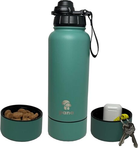 PANA Dog Water Bottle - 32 oz Stainless Steel Leak-Proof Dispenser with Bowl - Ideal for Travel, Walking, Hiking, and Outdoor Adventures(Sage Green) in Saudi Arabia