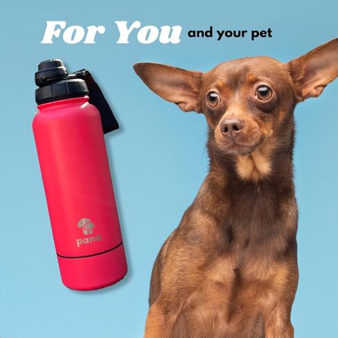 PANA Dog Water Bottle - 32 oz Stainless Steel Leak-Proof Dispenser with Bowl - Ideal for Travel, Walking, Hiking, and Outdoor Adventures(Sage Green) in Saudi Arabia