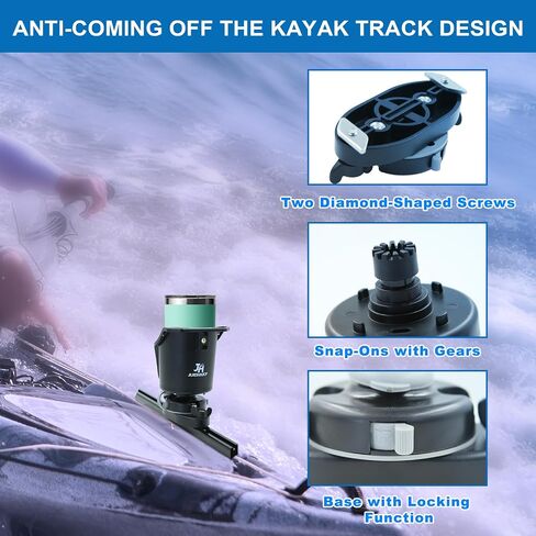 JUIHOHAKY Kayak Cup Holder, Fits Vertical & Horizontal Track Mount Install, Multi-Functional Cup Holder for Kayak Accessories, Ideal for Drinks, Fishing Gear and Phone Holder in Saudi Arabia