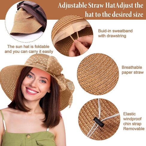 JaGely 15 Pcs Summer Women Straw Sun Hats Wide Brim Beach Hat Straw Shoulder Bag Set with Heart Shape Glasses Boho Dangle Earrings Leopard Bracelet Floppy Beach Wallet Sun Hat in Saudi Arabia