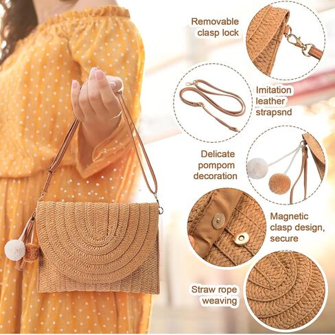JaGely 15 Pcs Summer Women Straw Sun Hats Wide Brim Beach Hat Straw Shoulder Bag Set with Heart Shape Glasses Boho Dangle Earrings Leopard Bracelet Floppy Beach Wallet Sun Hat in Saudi Arabia
