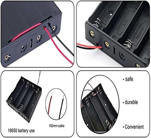 18650 Battery Holder Bundle with Wire,4pcs 18650 Battery Holder Case 3.7V, 1/2/3/4 x 3.7V Series DIY Battery Storage Boxes, 1/2/3/4 Slots Black Plastic Batteries Case for 18650 Battery in Saudi Arabia