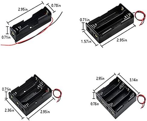 18650 Battery Holder Bundle with Wire,4pcs 18650 Battery Holder Case 3.7V, 1/2/3/4 x 3.7V Series DIY Battery Storage Boxes, 1/2/3/4 Slots Black Plastic Batteries Case for 18650 Battery in Saudi Arabia