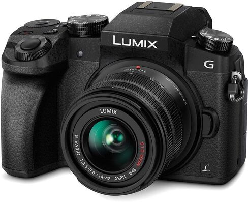 Panasonic Lumix DMC-G7 Mirrorless Digital Camera with 14-42mm Lens (Black) (DMC-G7KK) - Bundle - with LED Light + DMW-BLC12 Battery + 32GB Card + Soft Bag + 12 Inch Flexible Tripod + More (Renewed) in Saudi Arabia