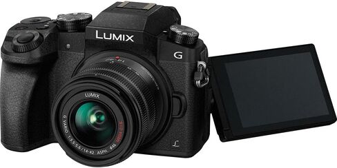 Panasonic Lumix DMC-G7 Mirrorless Digital Camera with 14-42mm Lens (Black) (DMC-G7KK) - Bundle - with LED Light + DMW-BLC12 Battery + 32GB Card + Soft Bag + 12 Inch Flexible Tripod + More (Renewed) in Saudi Arabia