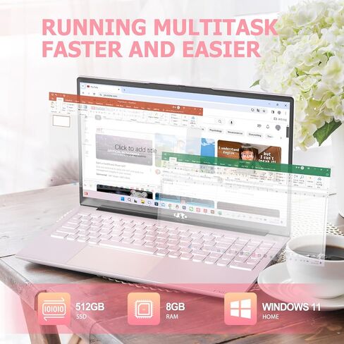 Nimo 15.6 بوصة كمبيوتر محمول، Windows 11، معالج Pentium 4-Core، Intel N100 (Beat I3 1115G4)، 8GB DDR4 512GB SSD، شاشة 1080P، WiFi 6، BT5.2، USB3.0، Type_C، كمبيوتر محمول خفيف الوزن مع كاميرا ويب، المفاتيح العددية in Kuwait