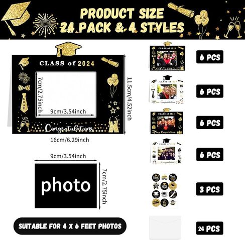kedaijin 24 مجموعة من إطارات صور التخرج لرياض الأطفال إطار صور التخرج الأول 2024 هدايا التخرج لمرحلة ما قبل المدرسة للأطفال الأطفال تهانينا لحفل التخرج في مرحلة ما قبل المدرسة in Kuwait