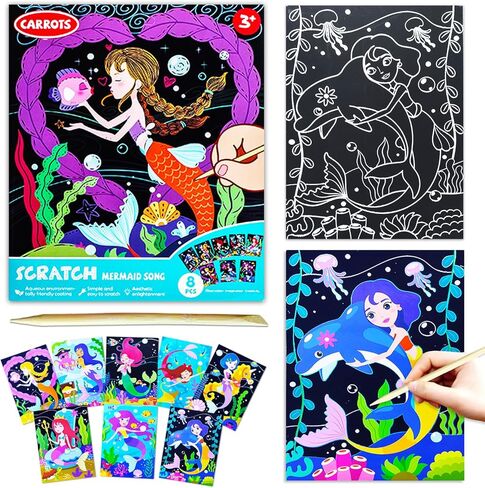 BAOXUE Scratch Art for Kids, Unicorns Black Rainbow Scratch Art Paper Set-Arts and Crafts & Supplies, DIY Activity & Party Games, Unicorn Art Gifts for Toddlers, Girls & Boys in Saudi Arabia