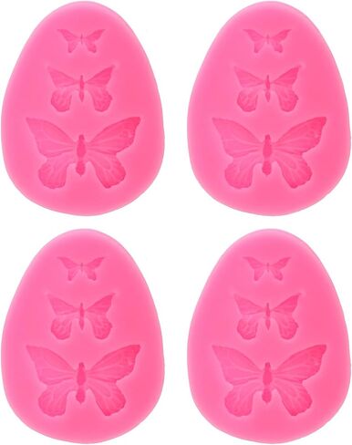 PATIKIL 4PCS Polymer Clay Mold, Clay Mold Fondant Mold 3 Butterfly Mold Silicone Rose for Crafts Air Dry DIY Cake Chocolate Candy Sugar Baking, Grey in Saudi Arabia