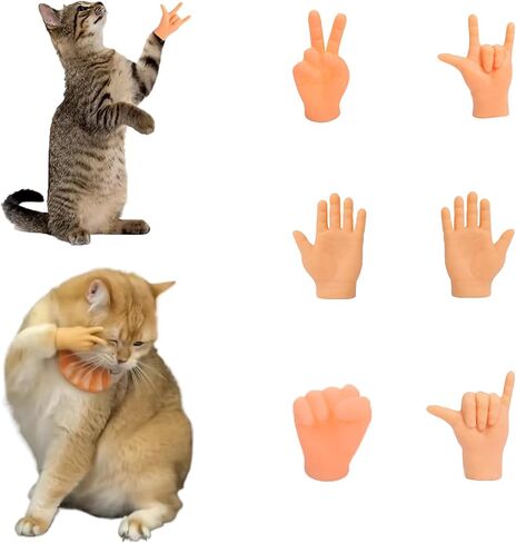 6PCS Mini Hands for Cats Small Tiny Hands Soft for Cat Massage Finger Cat Hand Rubber Cat Hand Realistic Cute Cat Paw Small Hand Suitable to Send to The Cat and Love to Jerk Cat Lovers in Saudi Arabia