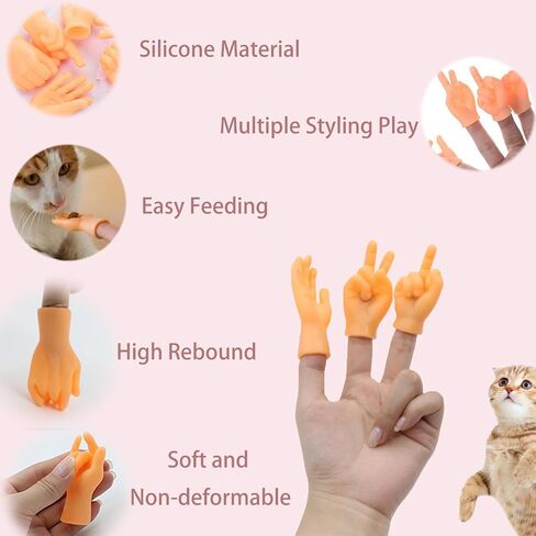 6PCS Mini Hands for Cats Small Tiny Hands Soft for Cat Massage Finger Cat Hand Rubber Cat Hand Realistic Cute Cat Paw Small Hand Suitable to Send to The Cat and Love to Jerk Cat Lovers in Saudi Arabia