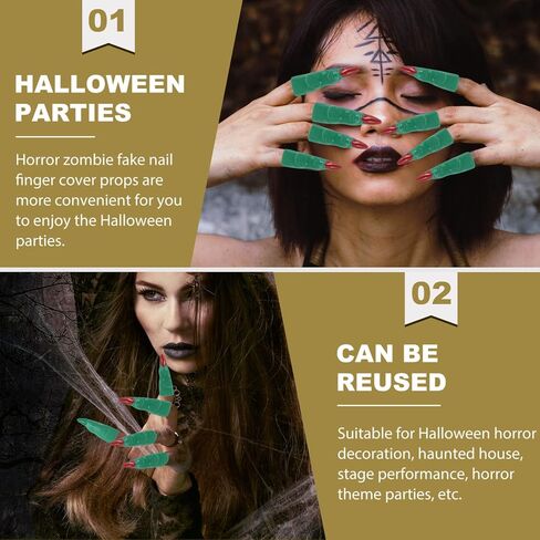 24 قطعة من أصابع الساحرة من Beaupretty أغطية أظافر الهالوين البلاستيكية أصابع الساحرة الكسول الساحرة أظافر الأصابع المزيفة للحفلات التنكرية in Saudi Arabia