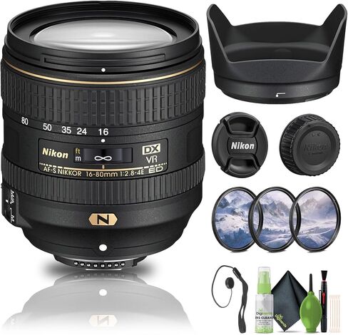 Nikon AF-S DX NIKKOR 16-80mm f/2.8-4E ED VR Lens (20055) + Filter Kit + Cap Keeper + Cleaning Kit (Renewed) in Saudi Arabia