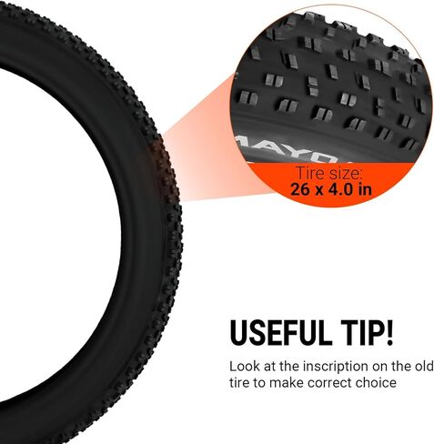 Himiway 26" Mountain Bike Tires 26×4 Replacement Bike Tire Compatible with Most 26 x 4.0 Road Mountain MTB Hybrid Electric Bike Bicycle Tires and Tubes, Black 1 Pack in Kuwait