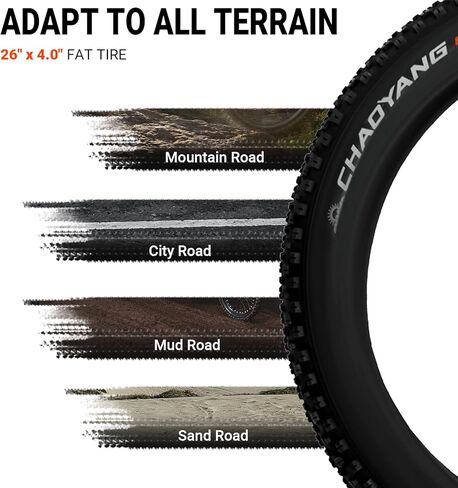 Himiway 26" Mountain Bike Tires 26×4 Replacement Bike Tire Compatible with Most 26 x 4.0 Road Mountain MTB Hybrid Electric Bike Bicycle Tires and Tubes, Black 1 Pack in Kuwait