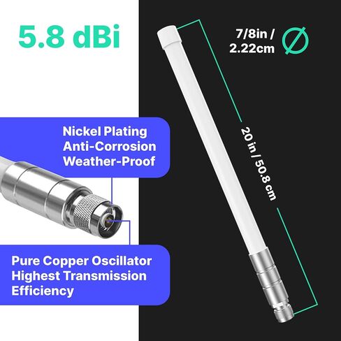 RAIGEN Helium Miner 5.8dBi Antenna LoRa 915 MHz 20in Indoor Outdoor Omni-Directional HNT Hotspot for MNTD, Nebra, RAK, Bobcat, Syncrob, and Sensecap [Cables Sold Separately] (5.8 dbi) in Saudi Arabia