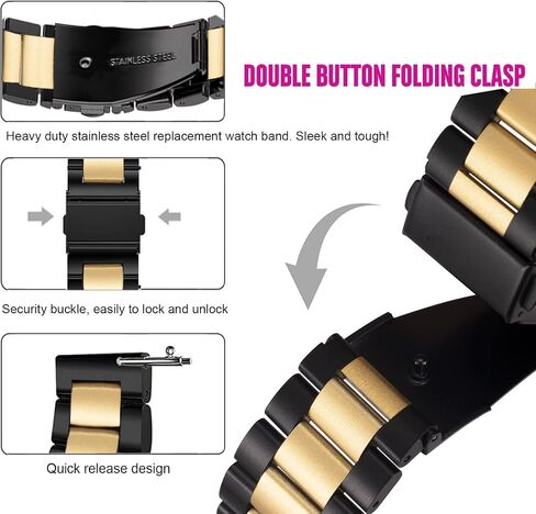 Universal Stainless Steel Watch Band Replacement Quick Release Metal Watch Straps for Men 18mm 20mm 22mm in Saudi Arabia