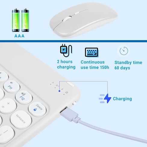 Bluetooth Wireless Keyboard and Mouse Combo-Rechargeable Mini Cute Typewriter Wireless Mouse and Keyboard-Portable Retro Ultra-Slim Keyboard Mouse Set for iOS Windows Android PC Smartphone Laptop in Saudi Arabia