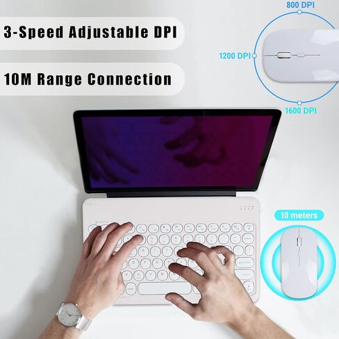 Bluetooth Wireless Keyboard and Mouse Combo-Rechargeable Mini Cute Typewriter Wireless Mouse and Keyboard-Portable Retro Ultra-Slim Keyboard Mouse Set for iOS Windows Android PC Smartphone Laptop in Saudi Arabia