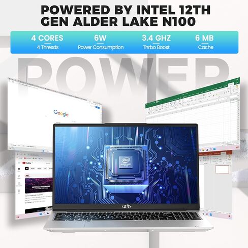 لاب توب 15.6 بوصة، ويندوز 11، معالج بنتيوم رباعي النواة، N100 (Beat I3 1115G4)، 8 جيجا DDR4 1 تيرابايت SSD، شاشة 1080 بكسل، واي فاي 6، BT5.2، USB3.0، Type_C، كمبيوتر محمول خفيف مع كاميرا ويب، لوحة مفاتيح رقمية in Kuwait