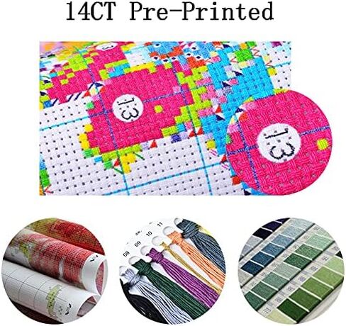 مجموعة أدوات التطريز المتقاطعة من Joy Sunday مقاس 14 قيراط مجموعة كاملة من أدوات التطريز المبتدئة للمبتدئين بنمط مطبوع مسبقًا - جبل الثلج في الربيع in Kuwait