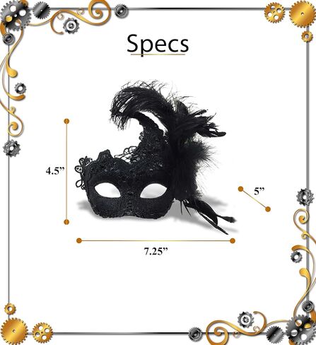 قناع تنكر قوطي أسود من Attitude Studio مع حواف مطرزة وريش in Kuwait