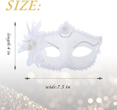 قناع تنكر البندقية للنساء من ديلادولا، أقنعة الدانتيل الأبيض، حفلة الزهور، حفلة موسيقية، زي ماردي غرا in Kuwait