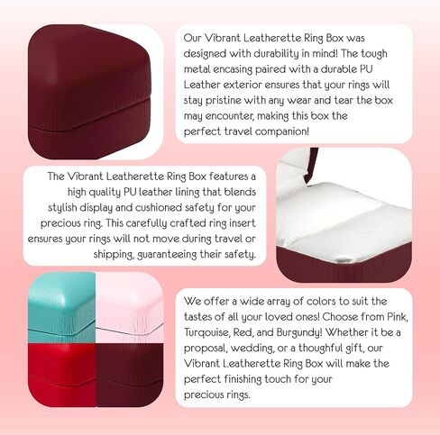 Prestige & Fancy Elegant PU Leather Ring Box - for your Wedding ring- Engagement ring, jewelry gift box for all rings, girls Ring gift box, (Turquoise) in Kuwait