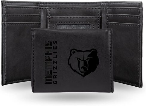 محفظة Rico Industries NBA Memphis Grizzlies Premium محفورة بالليزر من الجلد البني النباتي قابلة للطي - تصميم نحيف ولكنه متين - مثالية لإظهار فخر فريقك أو هديتك in Saudi Arabia