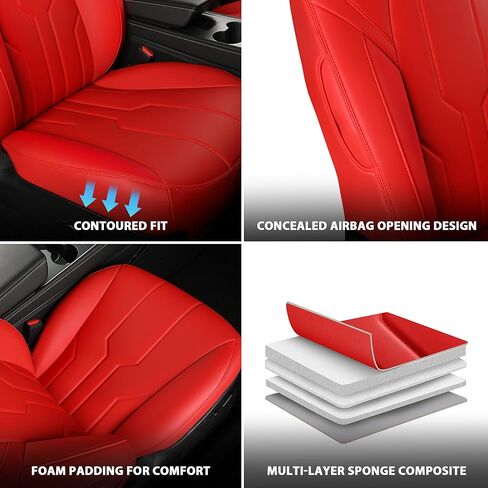 Car Seat Covers Full Set for Tesla Model Y 2020 2021 2022 2023 2024 Full Surround Nappa Leather Car Seat Protector for Women Red in Saudi Arabia