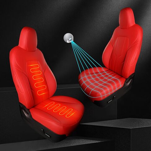 Car Seat Covers Full Set for Tesla Model Y 2020 2021 2022 2023 2024 Full Surround Nappa Leather Car Seat Protector for Women Red in Saudi Arabia
