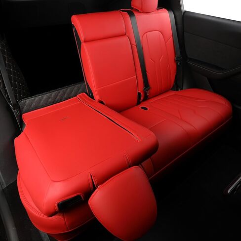 Car Seat Covers Full Set for Tesla Model Y 2020 2021 2022 2023 2024 Full Surround Nappa Leather Car Seat Protector for Women Red in Saudi Arabia
