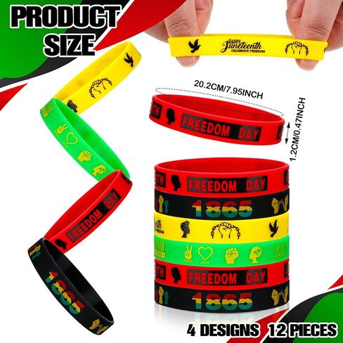 Ecation 98 Pcs Juneteenth Party Favors Include 12 African Silicone Bracelets 12 Freedom 1865 Keychain 12 Button Pins 50 Stickers 12 Drawstring Backpack for Black History Month Gift Supplies Decoration in Saudi Arabia