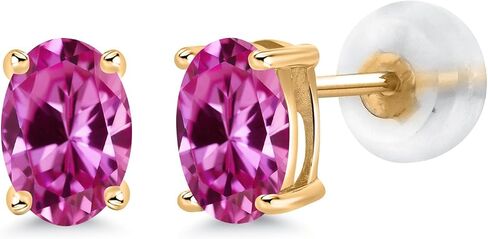 Gem Stone King 14K Gold Gemstone Birthstone Oval Stud Earrings | Oval 6X4MM | Gold Earrings for Women in Saudi Arabia
