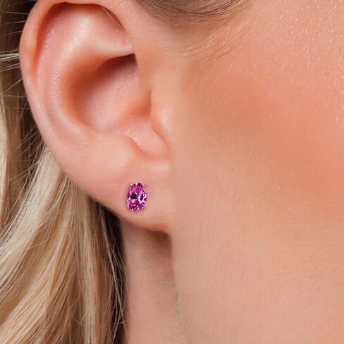 Gem Stone King 14K Gold Gemstone Birthstone Oval Stud Earrings | Oval 6X4MM | Gold Earrings for Women in Saudi Arabia