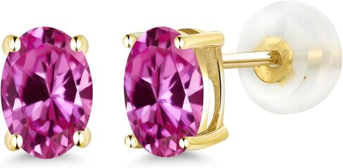Gem Stone King 14K Gold Gemstone Birthstone Oval Stud Earrings | Oval 6X4MM | Gold Earrings for Women in Saudi Arabia