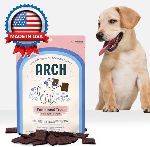 علاجات لقوس الورك والمفاصل للكلاب | لا يسبب الحساسية، صنع في الولايات المتحدة الأمريكية، خالي من الغلوتين، صديق للبيئة | نسبة عالية من البروتين، قيمة طبيعية عالية | تمت الموافقة على المعدة الحساسة | أفضل لكلبك، أفضل للكوكب in Kuwait