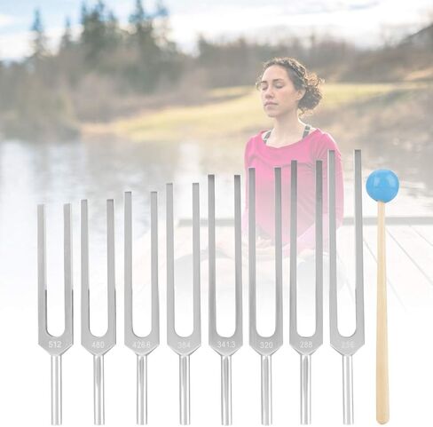 9pcs Aluminium Tuning Forks Set, Mallet Medical Instruments Tuning Vibration Sound Tool, Tuning Forks for Healing in Saudi Arabia
