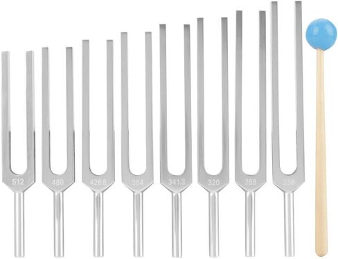 9pcs Aluminium Tuning Forks Set, Mallet Medical Instruments Tuning Vibration Sound Tool, Tuning Forks for Healing in Saudi Arabia
