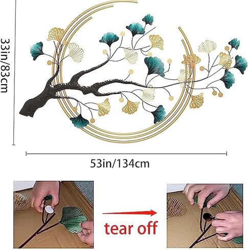 3D الجنكة ورقة معدنية جدار الفن اليدوية جدار النحت ديكور المنزل فريدة من نوعها ورقة جدار الفن جدار الفن المعدني ديكور النحت 53 "× 33" كبير الذهبي الحائط ديكور المنزل لغرفة النوم مكتب دراسة غرفة الطعام in Kuwait