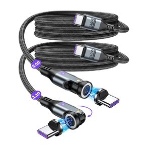 A.S Gen3 USB C Magnetic Charging Cable 240W (2Pack, 3.3ft/6ft), 9Pin Type C to Type C Magnet Charger Cable/360&180 Rotation Magnetic Phone Charger Data Cable for Phone 15/Samsung/M-Book/Pad Series in Saudi Arabia