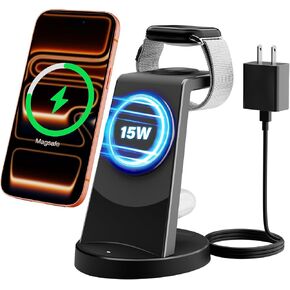 MagSafe Charger 15W Magnetic 3-in-1 Wireless Charging Station for Apple in Kuwait