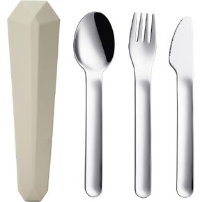 DEVICO Utensils for Lunch Box, 4Pcs Travel Silverware Set with Case, Khaki in Saudi Arabia