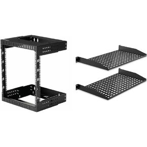 StarTech.com 2-Post 12U Heavy-Duty Wall Mount Network Rack, 19" Open Frame Server Rack & Pyle 2-Pc 1U Server Rack Shelf, Vented Shelves for Good Air Circulation, Cantilever Mount in Kuwait