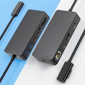 Surface Docking Station, 4K@60Hz Triple Display via HDMI, DP & USB C, 12-in-1 with 120W Power Adapter for Surface Laptop 5/4/3 & Surface Pro 11/10/9/8/7/X, Surface Go/Book in Kuwait